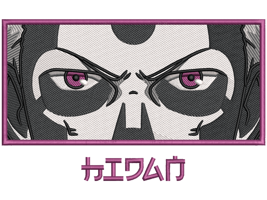 Hidan Embroidery Design File main image - This Anime embroidery design file features Hidan from Naruto. Digital download in DST & PES formats. High-quality machine embroidery patterns by EmbroPlex.