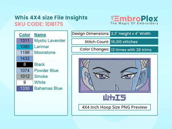 Whis Embroidery Design File (Anime-Inspired)