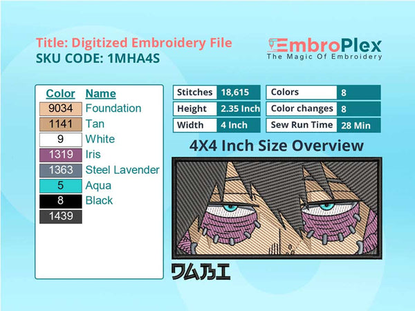 Anime-Inspired Dabi Embroidery Design File - 4x4 Inch hoop Size Variation overview image