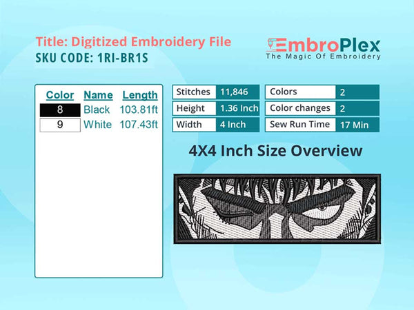 Anime-Inspired Berserk Embroidery Design File - 4x4 Inch hoop Size Variation overview image