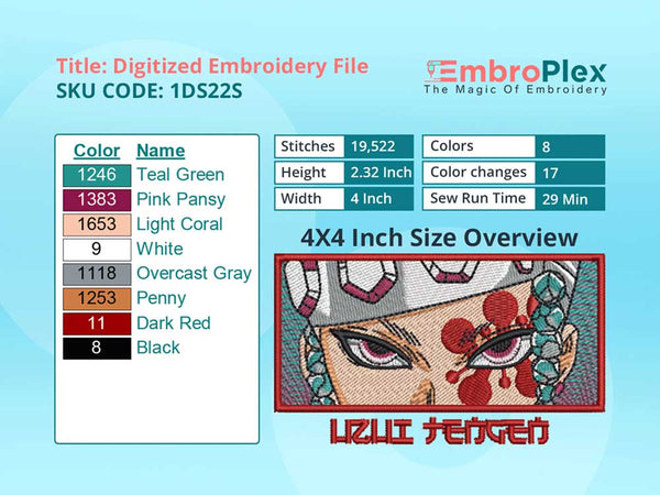 Anime-Inspired Tengen Uzui Embroidery Design File - 4x4 Inch hoop Size Variation overview image