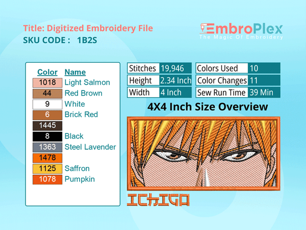 Ichigo-Kurosaki Embroidery Design File (Anime-Inspired)