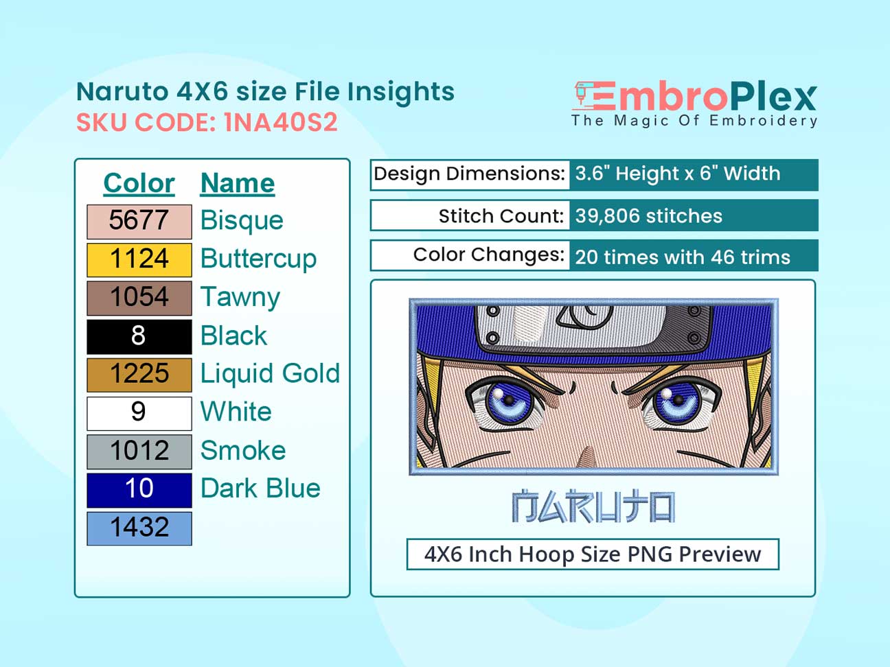Anime-Inspired Naruto Embroidery Design File - 4x6 Inch hoop Size Variation overview image