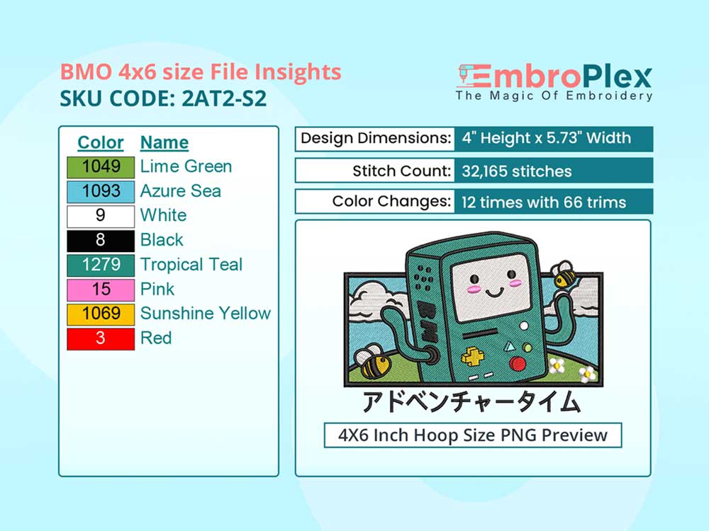 Cartoon-Inspired BMO Embroidery Design File - 4x6 Inch hoop Size Variation overview image