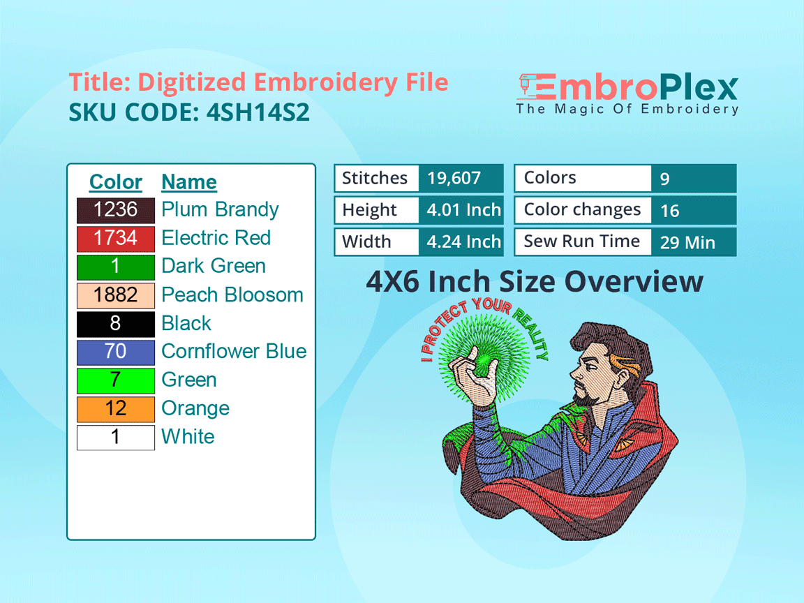 Super Hero-Inspired    Doctor Strange Embroidery Design File - 4x6 Inch hoop Size Variation overview image