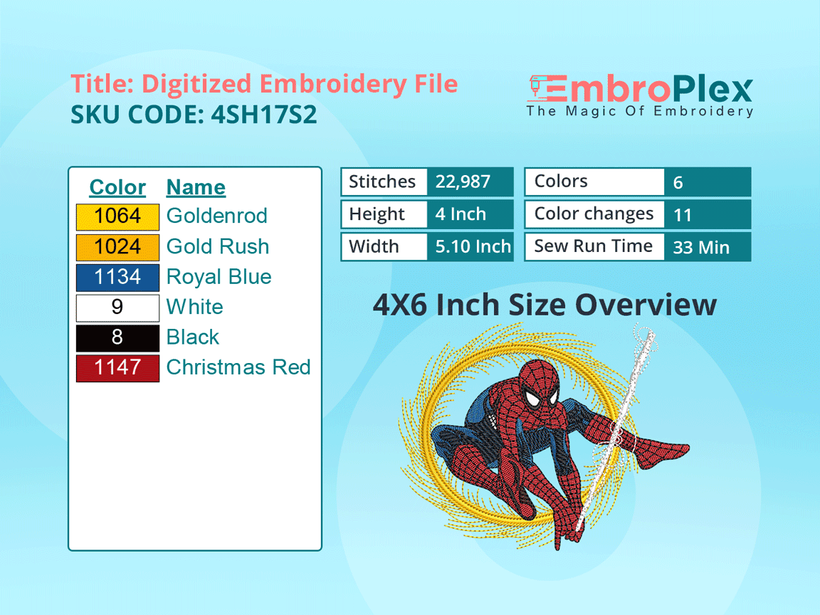 Super Hero-Inspired  Spider Man Embroidery Design File - 4x6 Inch hoop Size Variation overview image
