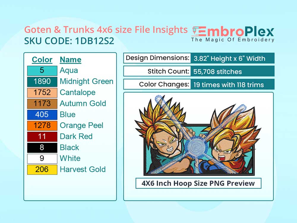Anime-Inspired Goten & Trunks Embroidery Design File - 4x6 Inch hoop Size Variation overview image