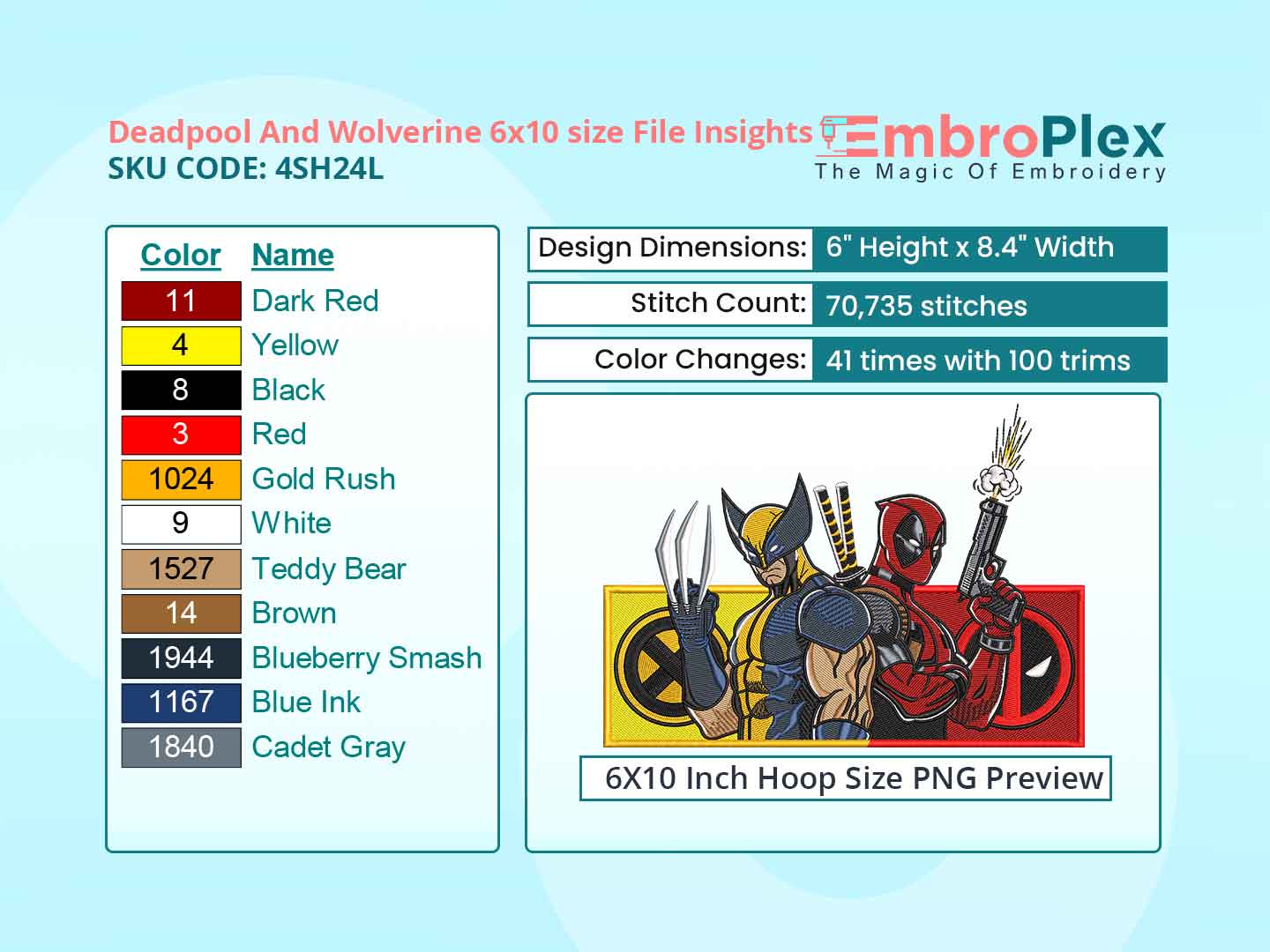 Superhero-Inspired Deadpool And Wolverine Embroidery Design File - 6x10 Inch hoop Size Variation overview image