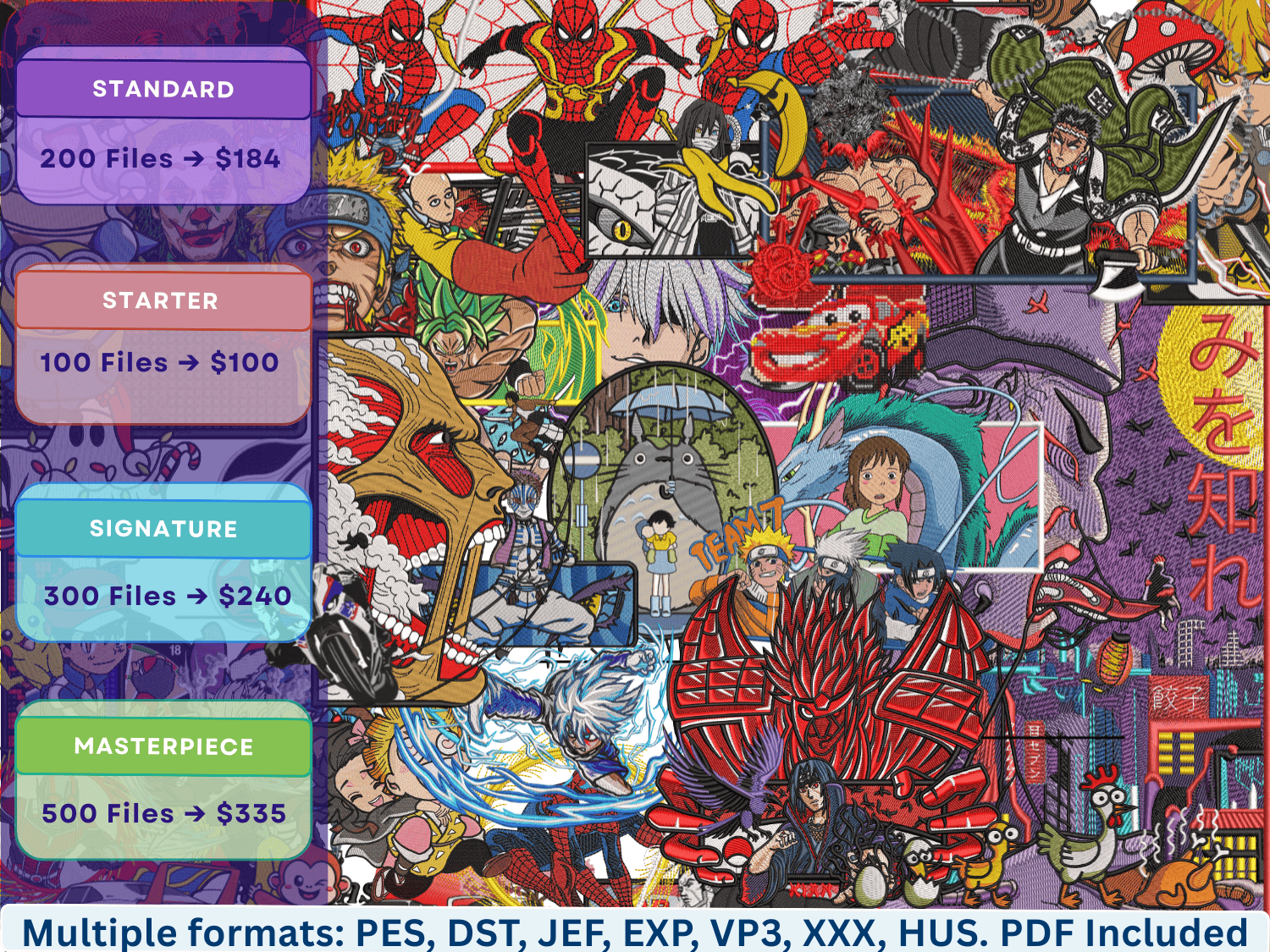 Premium Embroidery Vault Access: Pick Your Own Bundle (100–500 Files) | Anime, Superhero & Art