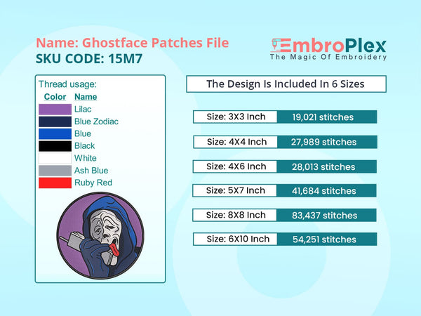 Halloween Patch Embroidery Design file Size Info