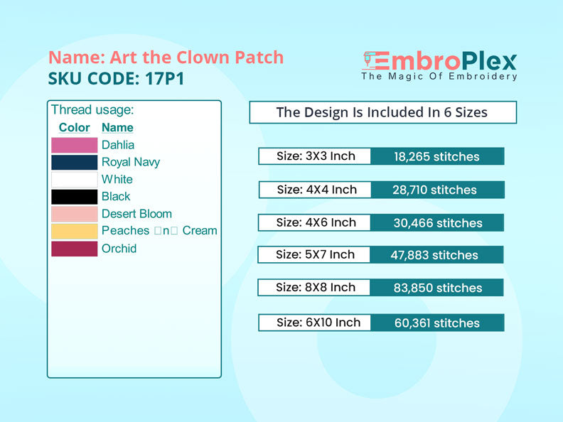 Halloween Embroidery Design file Size Info