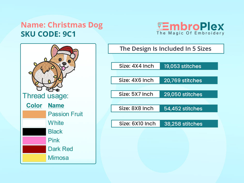 PDF Embroidery Of the Dog Christmas Embroidery Design, Perfect for All Embroidery Machines & Sizes, Digital Download