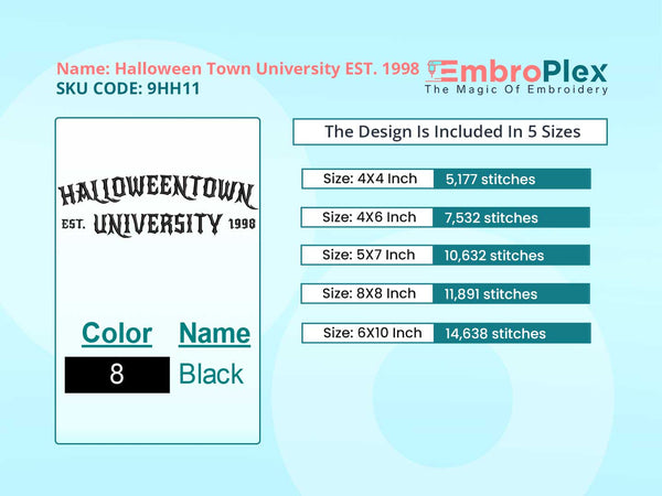 Halloween Town Embroidery Design File main image - This embroidery designs files featuring Halloween Town from Halloween. Digital download in DST & PES formats. High-quality machine embroidery patterns by EmbroPlex.