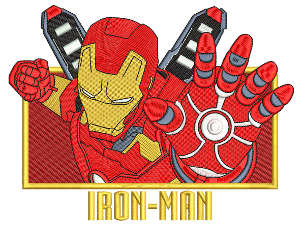 Super Hero-Inspired    Iron Man Embroidery Design File main image - This anime embroidery designs files featuring    Iron Man from Superhero. Digital download in DST & PES formats. High-quality machine embroidery patterns by EmbroPlex.