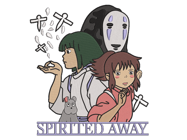 Anime-Inspired Spirited Away Embroidery Design File main image - This anime embroidery designs files featuring Spirited Away from Studio Ghibli. Digital download in DST & PES formats. High-quality machine embroidery patterns by EmbroPlex.