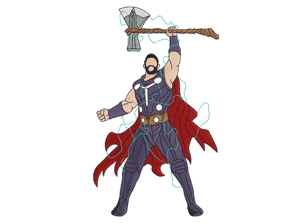 Super Hero-Inspired  Thor Embroidery Design File main image - This anime embroidery designs files featuring  Thor from Superhero. Digital download in DST & PES formats. High-quality machine embroidery patterns by EmbroPlex.