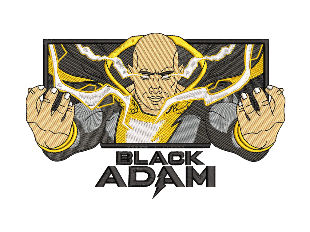 Super Hero-Inspired  Black Adam Embroidery Design File main image - This anime embroidery designs files featuring  Black Adam from Super Hero. Digital download in DST & PES formats. High-quality machine embroidery patterns by EmbroPlex.