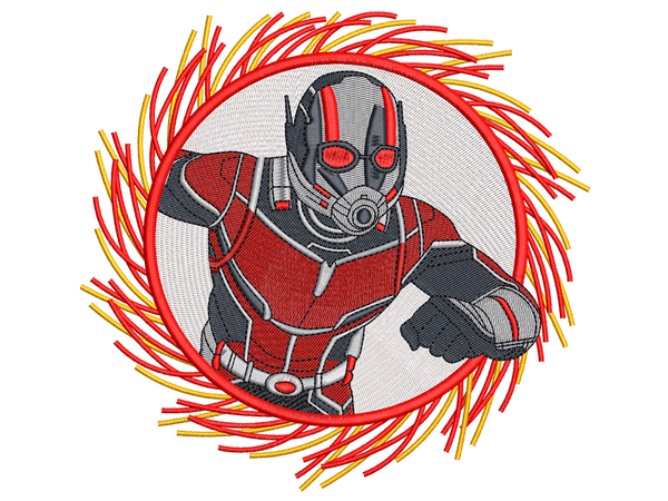 Super Hero-Inspired    Ant-Man Embroidery Design File main image - This anime embroidery designs files featuring    Ant-Man from Superhero. Digital download in DST & PES formats. High-quality machine embroidery patterns by EmbroPlex.