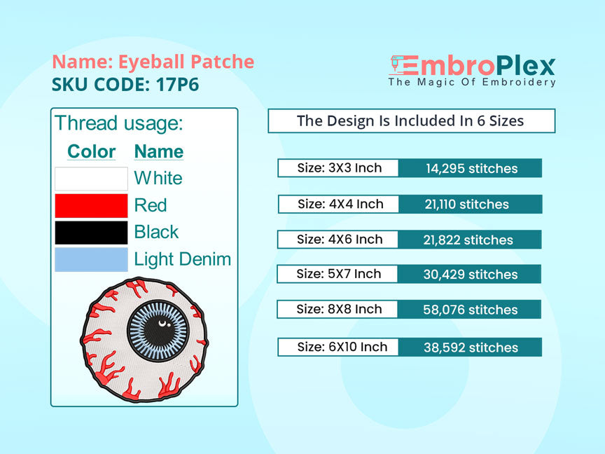 Anime Embroidery Design file Size Info