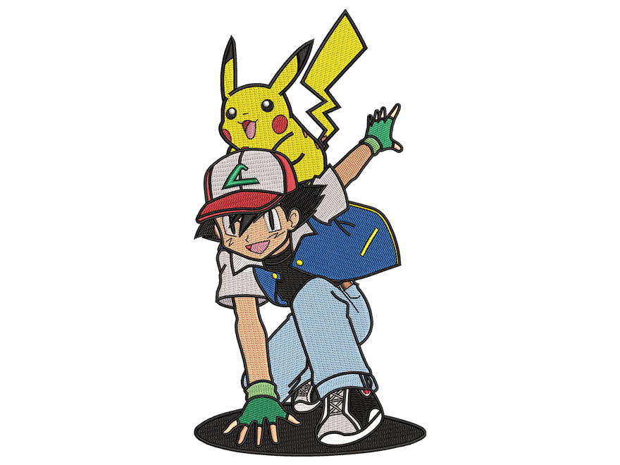 Cartoon pokemon Inspired Ash Ketchum Embroidery Design File main image - This cartoon
Embroidery design files featuring Ash Ketchum from Pokemon Digital download in DST & PES formats. High-quality machine embroidery patterns by EmbroPlex.