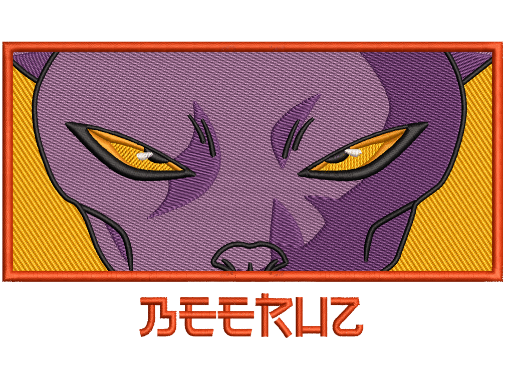 Beerus Embroidery Design File main image - This Anime embroidery design file features Beerus from Dragon Ball. Digital download in DST & PES formats. High-quality machine embroidery patterns by EmbroPlex.