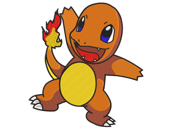 Cute Charmander Cartoon Embroidery File For Machine Embroidery - Available in All Hoop Sizes