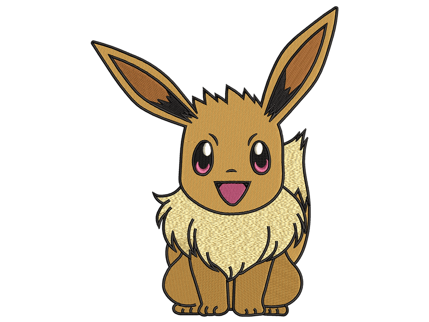 Cartoon Pokemon-Inspired Eevee Embroidery Design File main image - This cartoon
embroidery designs files featuring Eevee from Pokemon Digital download in DST & PES formats. High-quality machine embroidery patterns by EmbroPlex.