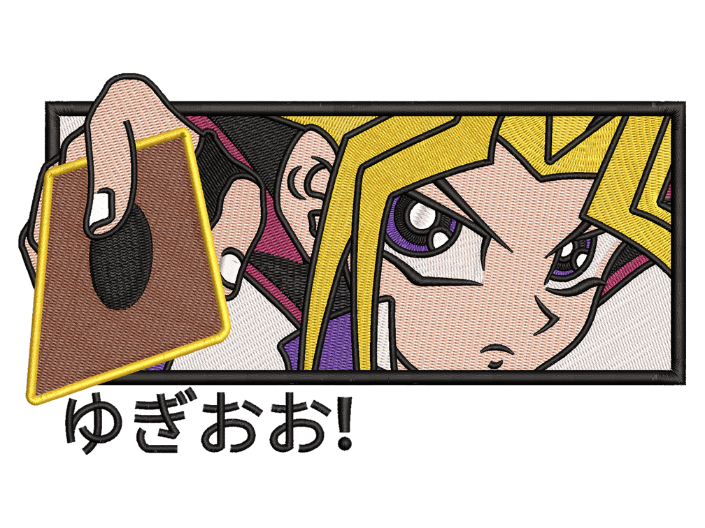 Cartoon-Inspired Yugi Mutou Embroidery Design File main image - This anime embroidery designs files featuring Yugi Mutou from Yu-Gi-Oh. Digital download in DST & PES formats. High-quality machine embroidery patterns by EmbroPlex.