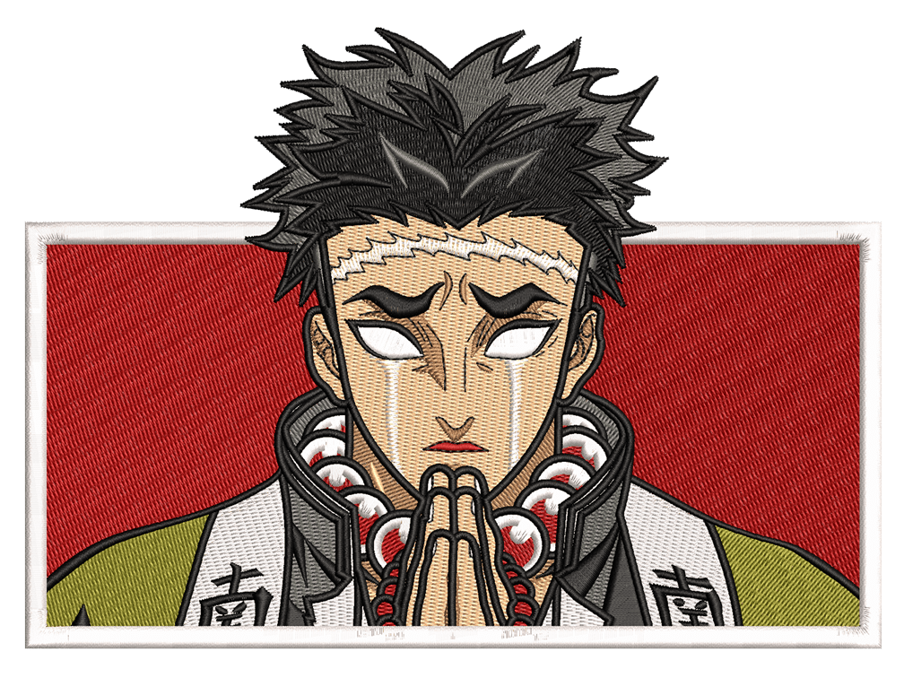 Anime-Inspired Gyomei Himejima Embroidery Design File main image - This anime embroidery designs files featuring Gyomei Himejima from Demon Slayer. Digital download in DST & PES formats. High-quality machine embroidery patterns by EmbroPlex.