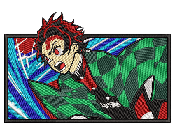 Anime-Inspired Tanjiro Kamado Embroidery Design File main image - This anime embroidery designs files featuring Tanjiro from Demon Slayer. Digital download in DST & PES formats. High-quality machine embroidery patterns by EmbroPlex.