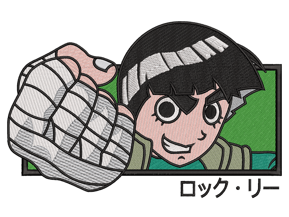 Anime-Inspired Anime Embroidery Design File main image - This anime embroidery designs files featuring Rock Lee from Naruto. Digital download in DST & PES formats. High-quality machine embroidery patterns by EmbroPlex.