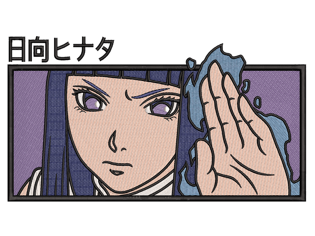 Anime-Inspired Anime Embroidery Design File main image - This anime embroidery designs files featuring Hinata Hyuga from Naruto. Digital download in DST & PES formats. High-quality machine embroidery patterns by EmbroPlex.