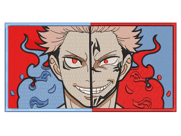 Anime-Inspired Yuji Itadori Embroidery Design File main image - This anime embroidery designs files featuring Yuji Itadori from Jujutsu Kaisen. Digital download in DST & PES formats. High-quality machine embroidery patterns by EmbroPlex.