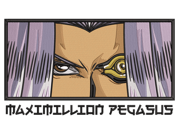  Cartoon-Inspired Maximillion Pegasus Embroidery Design File main image - This anime embroidery designs files featuring Maximillion Pegasus from Yu-Gi-Oh. Digital download in DST & PES formats. High-quality machine embroidery patterns by EmbroPlex.