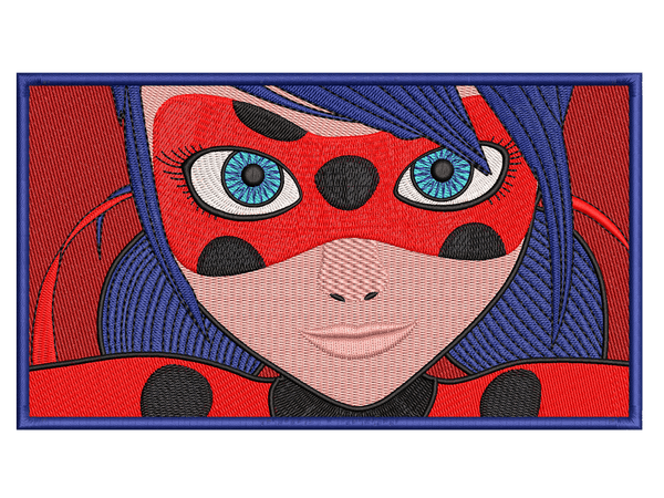 Super Hero-Inspired  Miraculous Ladybug Embroidery Design File main image - This anime embroidery designs files featuring  Miraculous Ladybug from Superhero. Digital download in DST & PES formats. High-quality machine embroidery patterns by EmbroPlex.