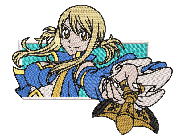 Anime-Inspired Lucy Heartfilia Embroidery Design File main image - This anime embroidery designs files featuring Lucy Heartfilia from Fairy Tail. Digital download in DST & PES formats. High-quality machine embroidery patterns by EmbroPlex.