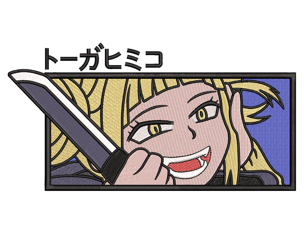Anime-Inspired Himiko Toga Embroidery Design File main image - This anime embroidery designs files featuring Himiko Toga from My Hero Academia . Digital download in DST & PES formats. High-quality machine embroidery patterns by EmbroPlex.