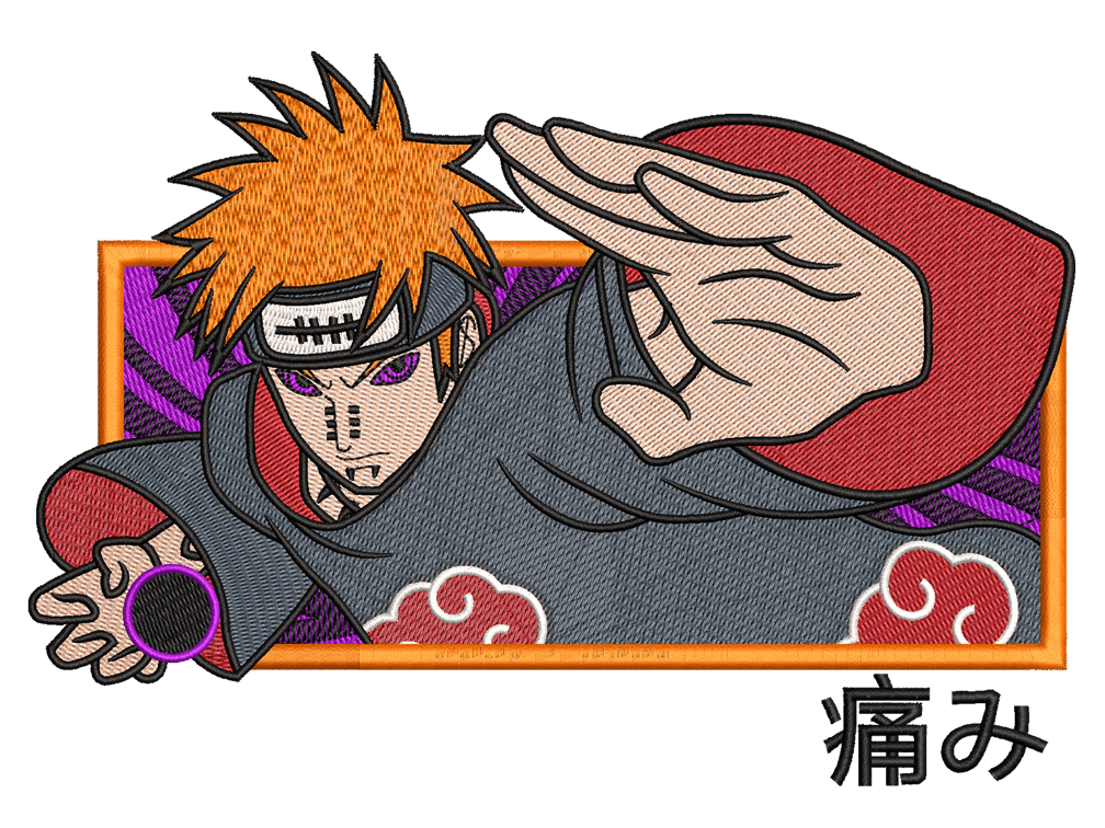 Anime-Inspired Anime Embroidery Design File main image - This anime embroidery designs files featuring Pain from Naruto. Digital download in DST & PES formats. High-quality machine embroidery patterns by EmbroPlex.