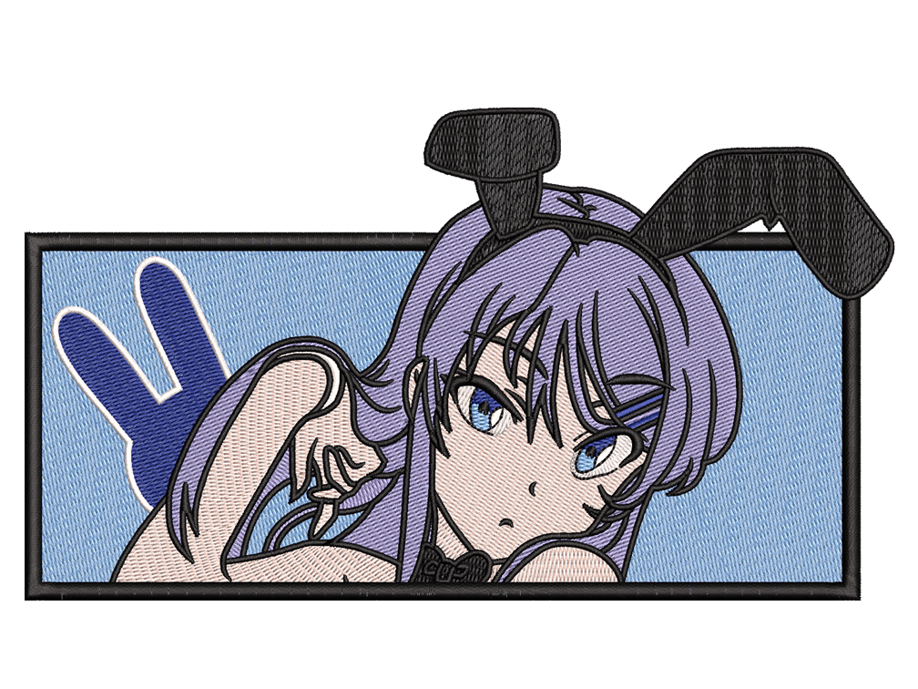 Anime-Inspired Mai Sakurajima Embroidery Design File main image - This anime embroidery designs files featuring Mai Sakurajima from  Rascal Does Not Dream. Digital download in DST & PES formats. High-quality machine embroidery patterns by EmbroPlex.