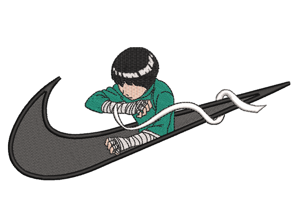  Swoosh-Inspired  Rock Lee Embroidery Design File main image - This Swoosh embroidery designs file featuring  Rock Lee from Swoosh. Digital download in DST & PES formats. High-quality machine embroidery patterns by EmbroPlex.