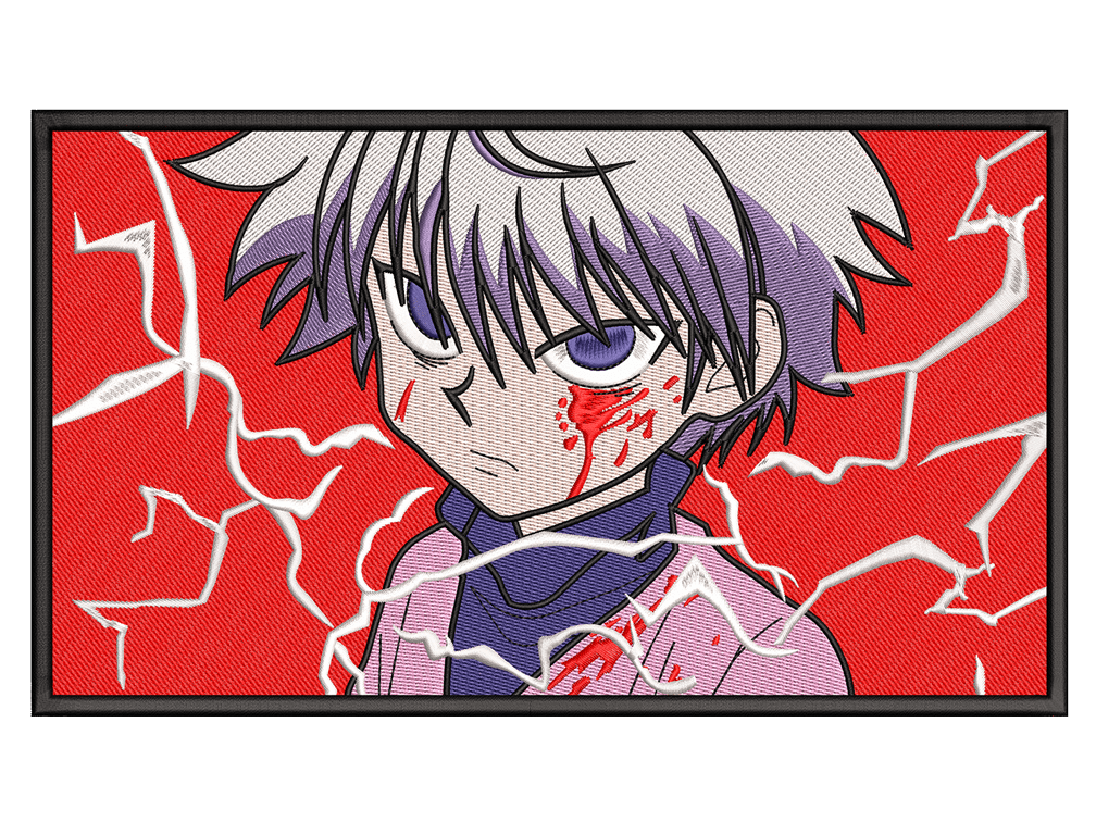 Anime-Inspired Kilua Rectangle Embroidery Design File main image - This anime embroidery designs files featuring Kilua Rectangle from Jujutsu Kaisen. Digital download in DST & PES formats. High-quality machine embroidery patterns by EmbroPlex.