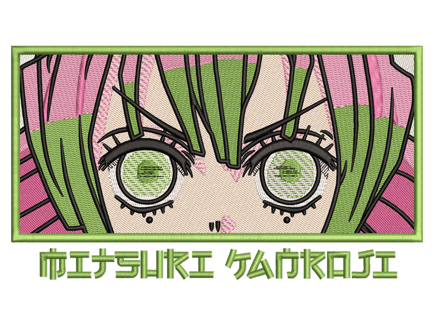 Anime-Inspired Mitsuri Kanroji Embroidery Design File main image - This anime embroidery designs files featuring Mitsuri Kanroji from Demon Slayer. Digital download in DST & PES formats. High-quality machine embroidery patterns by EmbroPlex.