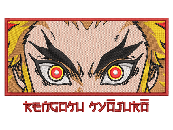 Anime-Inspired Rengoku Embroidery Design File main image - This anime embroidery designs files featuring Rengoku from Demon Slayer. Digital download in DST & PES formats. High-quality machine embroidery patterns by EmbroPlex.