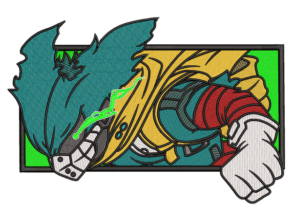 Anime-Inspired Izuku Midoriya Embroidery Design File main image - This anime embroidery designs files featuring Izuku Midoriya from My Hero Academia . Digital download in DST & PES formats. High-quality machine embroidery patterns by EmbroPlex.