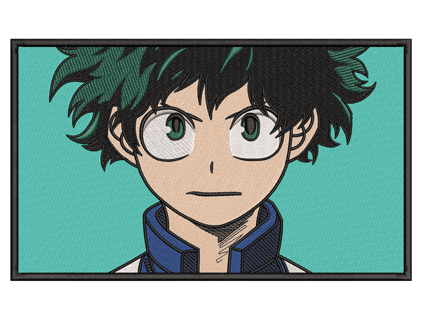 Anime-Inspired Izuku Midoriya Embroidery Design File main image - This anime embroidery designs files featuring Izuku Midoriya from My Hero Academia . Digital download in DST & PES formats. High-quality machine embroidery patterns by EmbroPlex.