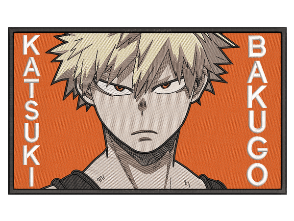 Anime-Inspired Katsuki Bakugo Embroidery Design File main image - This anime embroidery designs files featuring Katsuki Bakugo from My Hero Academia . Digital download in DST & PES formats. High-quality machine embroidery patterns by EmbroPlex.