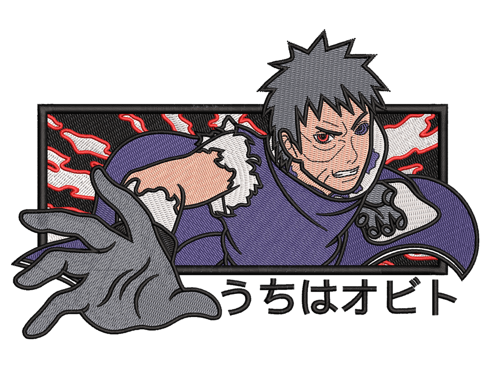 Anime-Inspired Obito Uchiha Embroidery Design File main image - This anime embroidery designs files featuring Obito Uchiha from Naruto. Digital download in DST & PES formats. High-quality machine embroidery patterns by EmbroPlex.