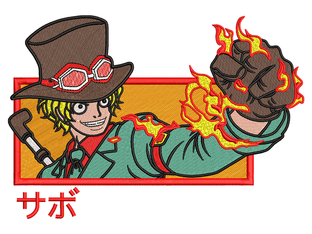 Anime-Inspired Sabo Embroidery Design File main image - This anime embroidery designs files featuring Sabo from One Piece Digital download in DST & PES formats. High-quality machine embroidery patterns by EmbroPlex.