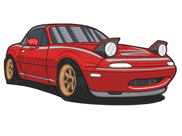 Car-Inspired  Mazda MX5 Embroidery Design File main image - This anime embroidery designs files featuring  Mazda MX5 from Car. Digital download in DST & PES formats. High-quality machine embroidery patterns by EmbroPlex.