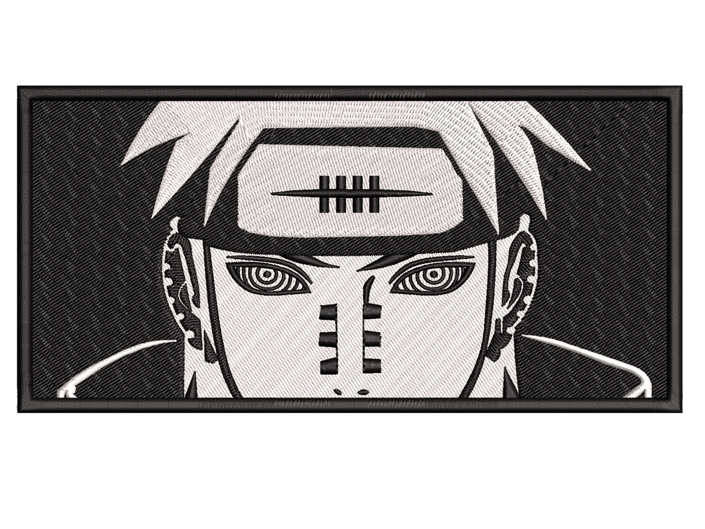 Anime-Inspired Anime Embroidery Design File main image - This anime embroidery designs files featuring Black-White Pain from Naruto. Digital download in DST & PES formats. High-quality machine embroidery patterns by EmbroPlex.